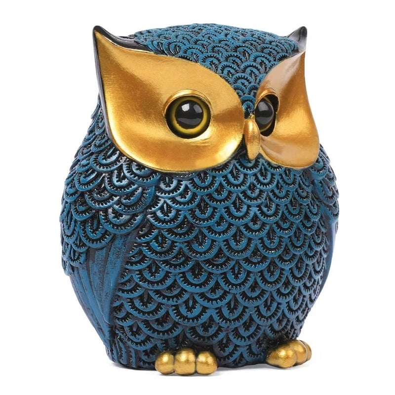 Artpaul Owl Figurines Home Decor Accents Small Décor Items for Shelf Decorations for Living Room Office, Gifts for Owl Lover (Blue) - Image 4